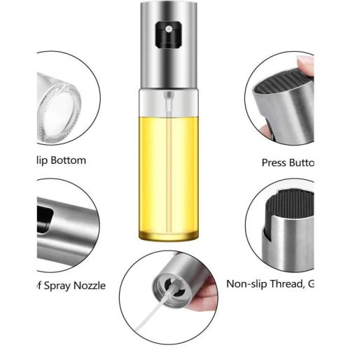 Rozsdamentes fém olajspray, olajszóró flakon, 100ml